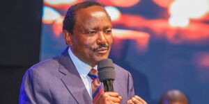Wiper party leader Kalonzo Musyoka addressing mourners at the ICC Church, Nairobi on February 6, 2025.