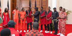 President Ruto flagging off the national olympics team at State House Nairobi on July 5, 2024