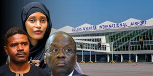 A photo collage of Kenyan human rights activists former Chief Justice Willy Mutunga, Hanifa Adan and Hussein Khalid and the Julius Nyerere International Airport, May 19, 2025.